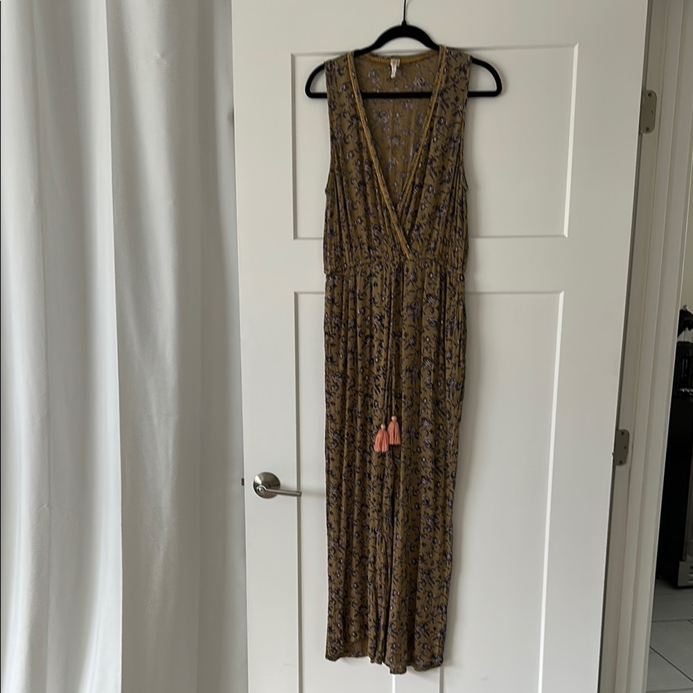 Floral Sleeveless Jumpsuit with Tassels